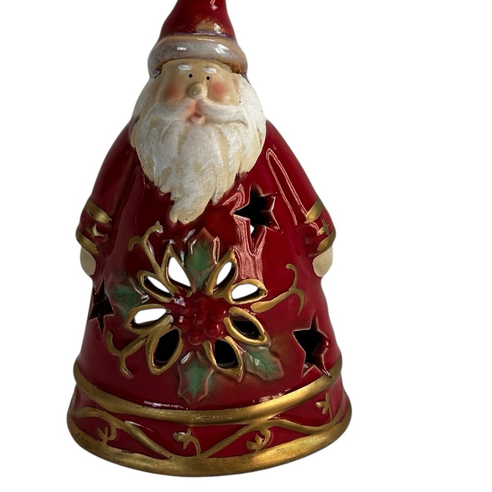 Christmas Santa Claus Candle Holder,It features Cutouts in shape of Stars